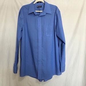 Stafford Performance Classic Blue Pinstripe Dress Shirt Men's Size 17 1/2 36-37